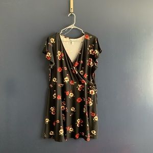 Arizona Fit And Flair Floral Faux Wrap Dress